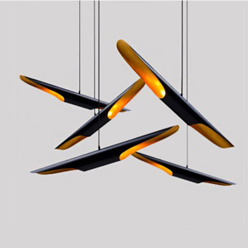 Metallic Bias Tubular Ceiling Lamp Minimalist 2 Bulbs Cluster Pendant Light in Black