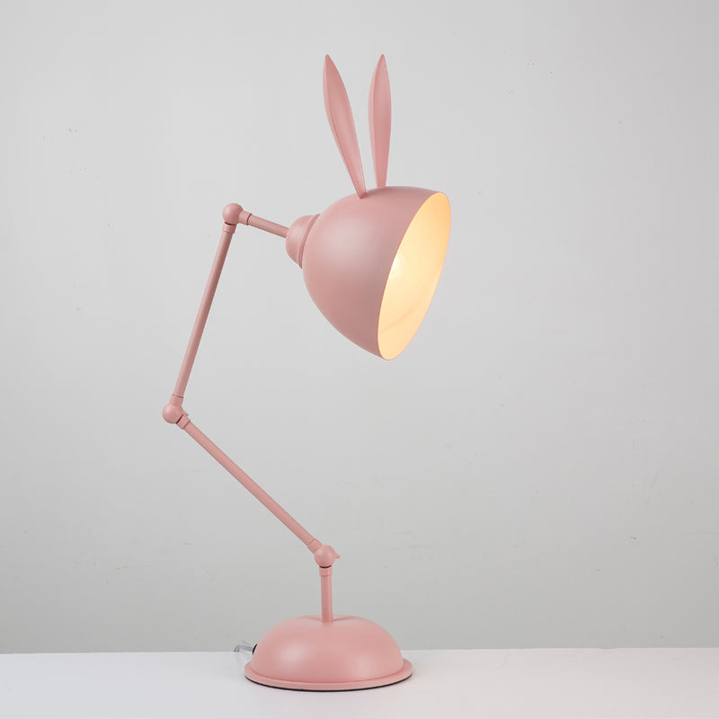 Rabbit Shaped Night Table Light Simple Metal 1 Head Bedroom Nightstand Lamp with Swing Arm