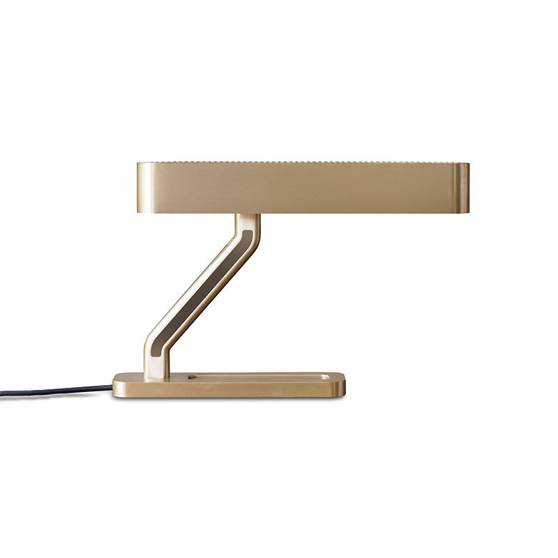 Metal Oval Table Lighting Contemporary LED Night Stand Lamp with Tray Base in Gold