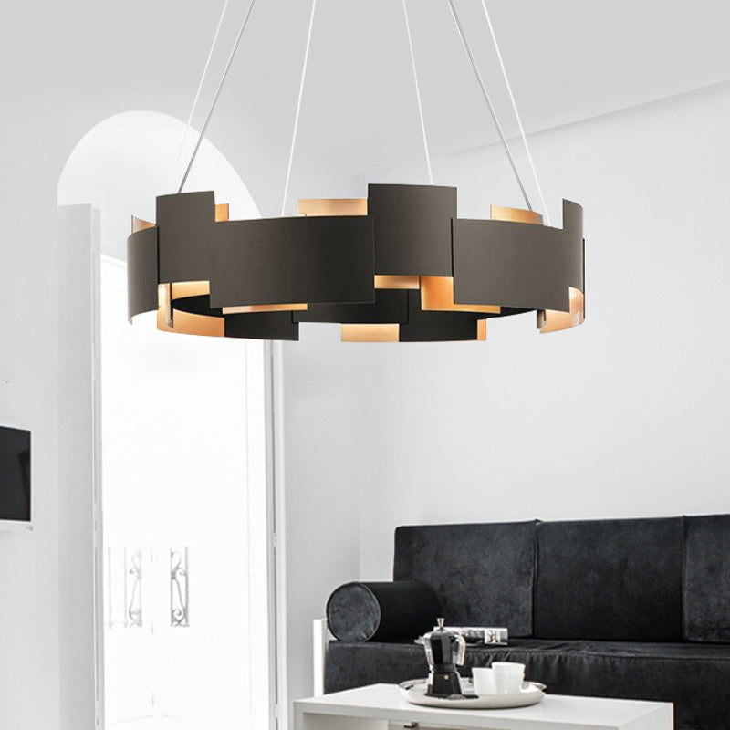 Lampadario circolare in metallo lampadario contemporaneo a soffitto appeso nero per soggiorno