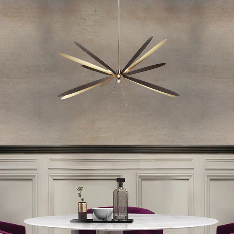 Simplicidad 6 Bulbos Candelier de techo Black Dragonfly Lighting con sombra de metal