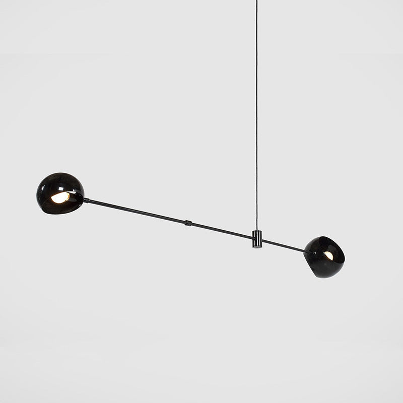 Modernist Dome Chandelier Lighting Metal Dining Room Hanging Ceiling Light in Black