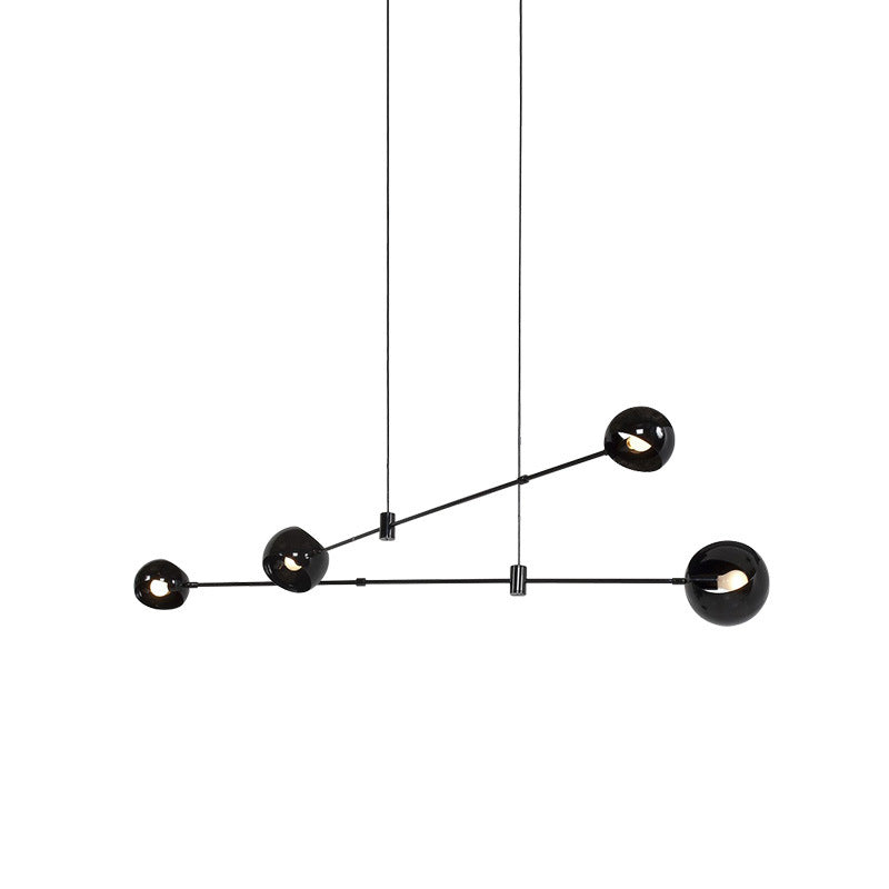 Modernist Dome Chandelier Lighting Metal Dining Room Hanging Ceiling Light in Black