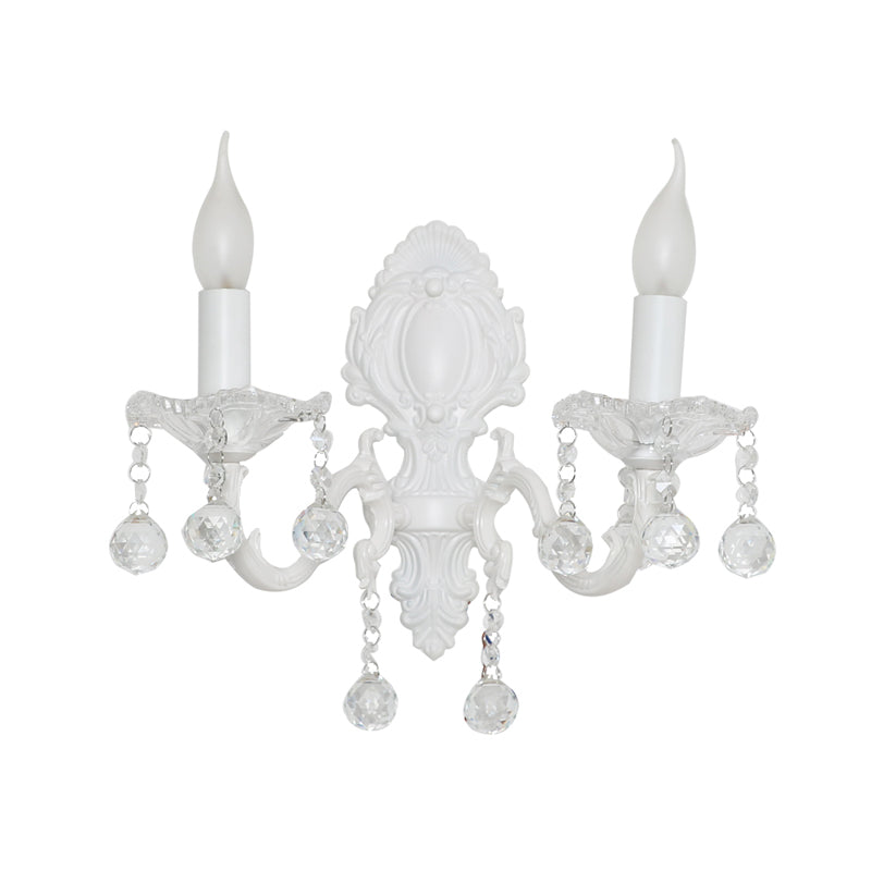 Candela in metallo Light Light Countryside Idee di illuminazione murale in bianco con drappeggio cristallino