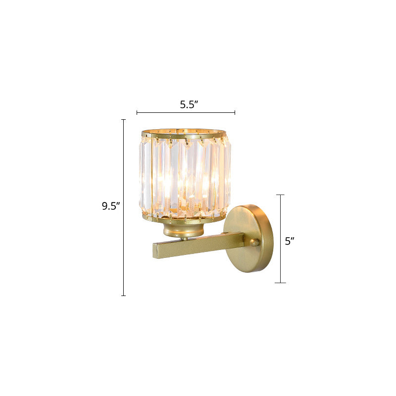 Iluminación de pared del corredor de cilindros Cristal biselado tradicional 1 Bulbo de pared colgante de pared
