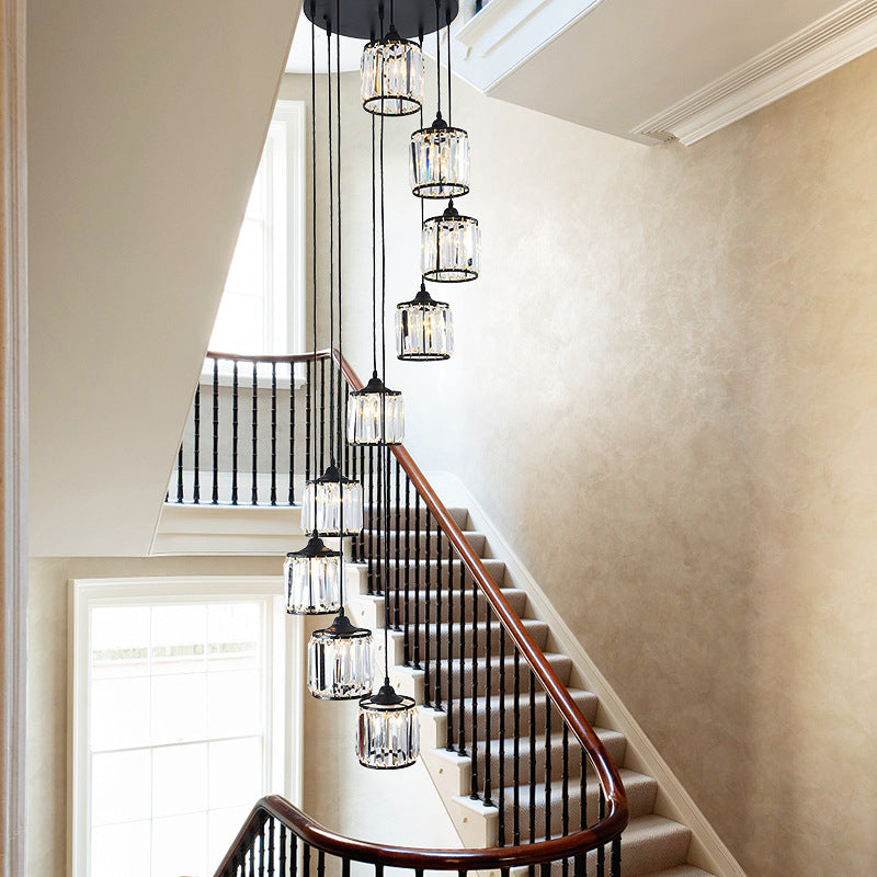 Tamburo cramello cristallo crystal a sospensione canotta rustica sala da pranzo in basso in nero