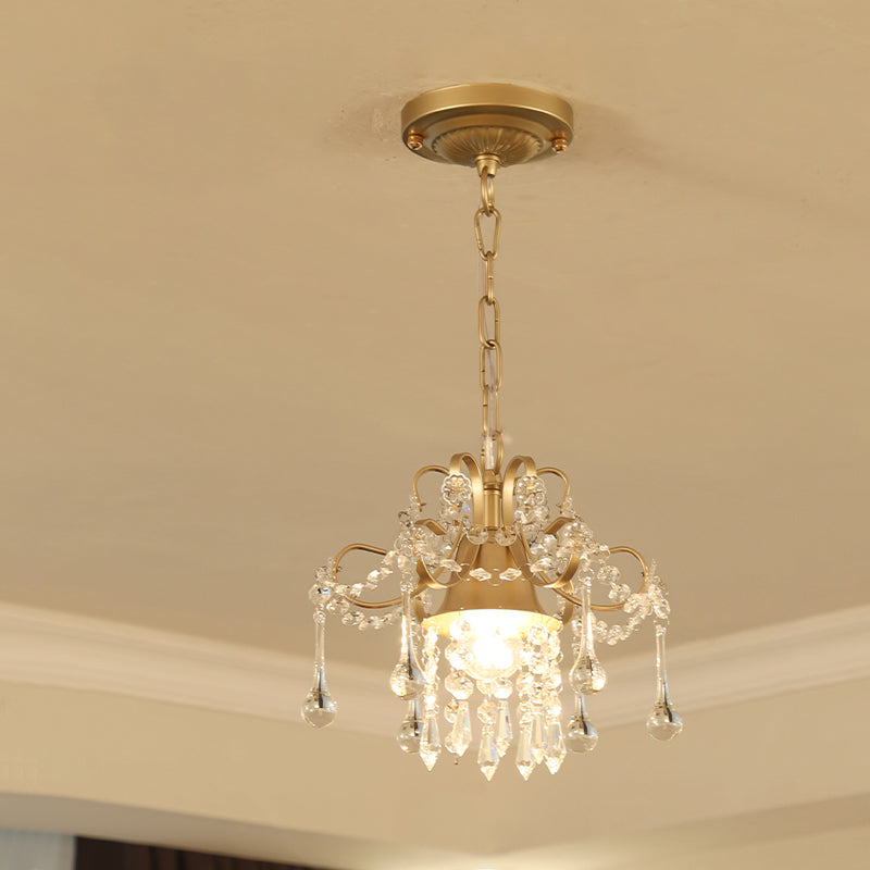 Braccio curvo oro a sospensione lampada da lampada in metallo 1 kit lampadario portico lampadina con accento cristallino