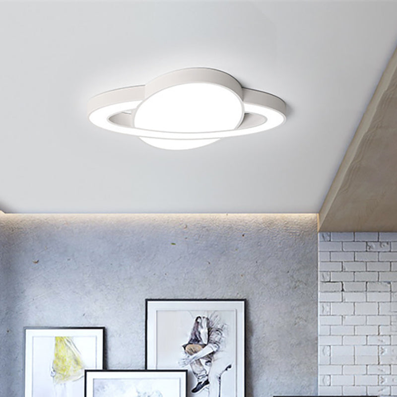 White/Pink/Yellow/Blue Planet Shape Flush Mount Lamp Nordic Style Acrylic LED Ceiling Light Fixture for Kid Bedroom