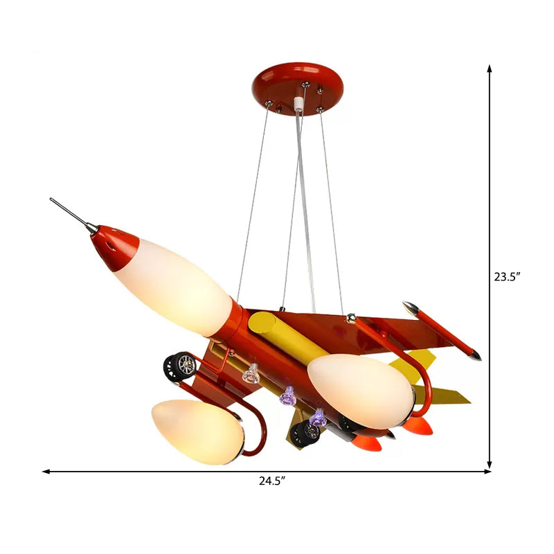 Fighter Plane Boys Bedroom Chandelier Metal Modern Cool Hanging Light in Red