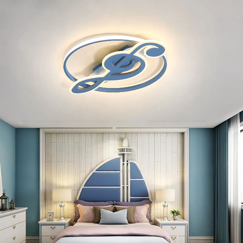 Candy Colored Musical Note Ceiling Mount Light Macaron Loft Acrylic LED Flush Light for Kid Bedroom