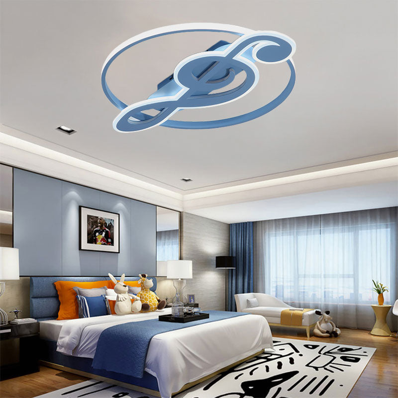 Candy Colored Musical Note Ceiling Mount Light Macaron Loft Acrylic LED Flush Light for Kid Bedroom