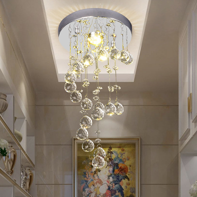 Lampada da incasso a soffitto a 1 lampadina Moderna lampada da incasso a sfera di cristallo intrecciata in nichel