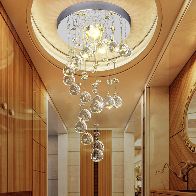 Lampada da incasso a soffitto a 1 lampadina Moderna lampada da incasso a sfera di cristallo intrecciata in nichel