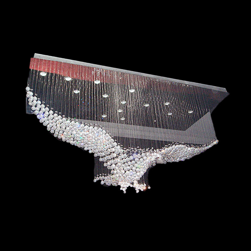 Stainless Steel 11/14 Heads Flush Mount Novelty Modern Crystal Bird Shaped Ceiling Light