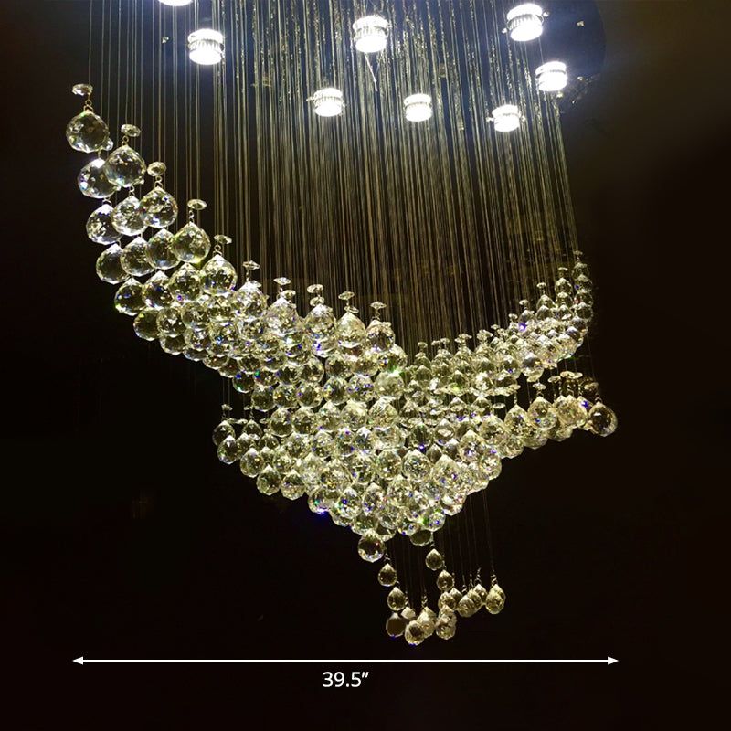 Stainless Steel 11/14 Heads Flush Mount Novelty Modern Crystal Bird Shaped Ceiling Light