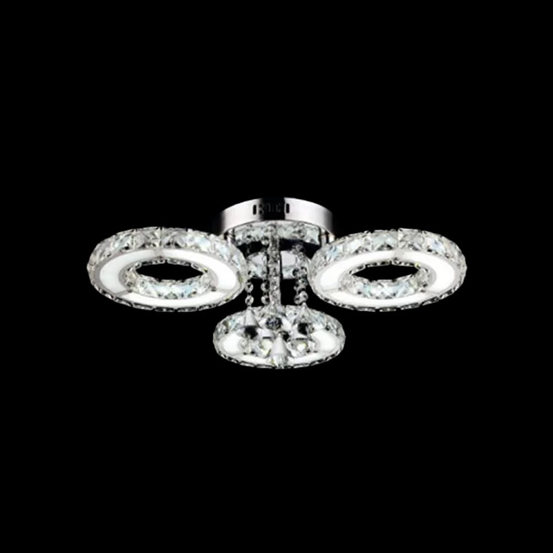 3/6 Lampadine Flush Massimale Light Modern Circular Opulent Inlaid Crystal Flushmount in Silver