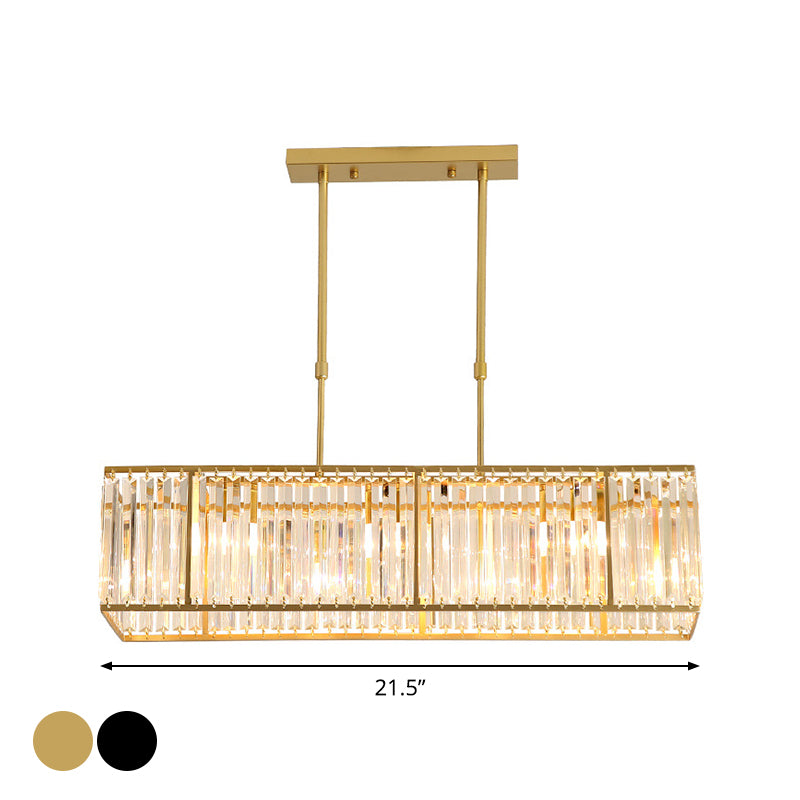 Lampada a sospensione moderna per il ristorante moderno da 3/4-bulb con tonalità rettangolo cristallino in nero/oro