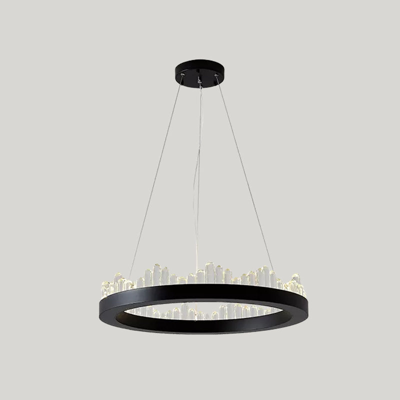 Lámpara colgante de círculo pequeño/mediano/grande Candelera LED de comedor minimalista en negro/dorado