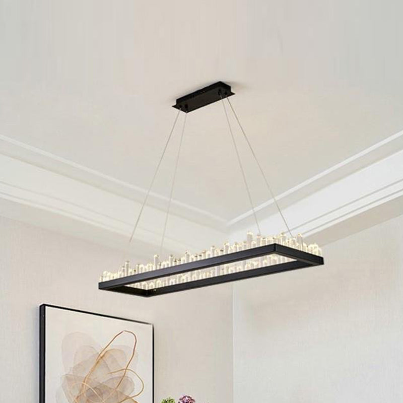 23.5"/31.5"/39.5" W Black LED Suspension Lighting Simplicity Crystal Round/Rectangle Chandelier Pendant Light