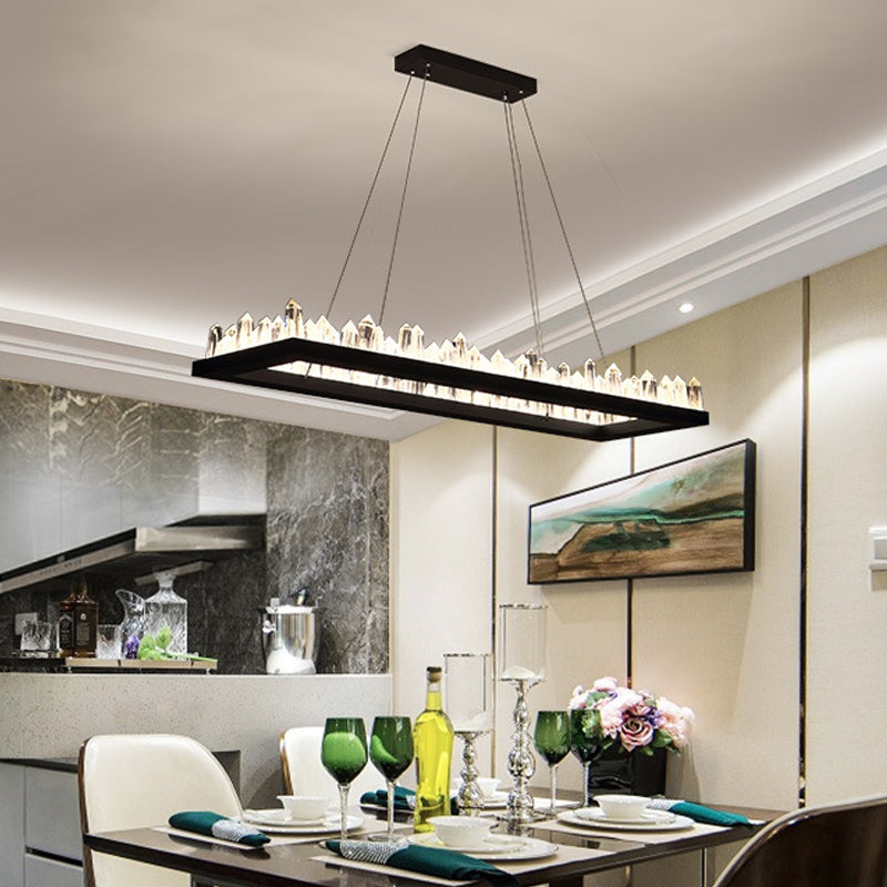 23.5"/31.5"/39.5" W Black LED Suspension Lighting Simplicity Crystal Round/Rectangle Chandelier Pendant Light
