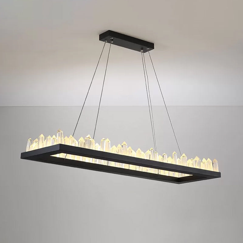 23.5"/31.5"/39.5" W Black LED Suspension Lighting Simplicity Crystal Round/Rectangle Chandelier Pendant Light