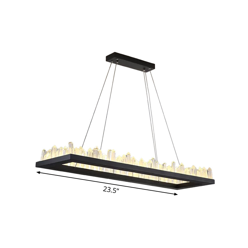 23.5"/31.5"/39.5" W Black LED Suspension Lighting Simplicity Crystal Round/Rectangle Chandelier Pendant Light