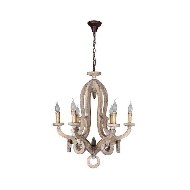 Lustre en bois en bois en détresse lustre incurvé cottage pendant éclairage pour le salon