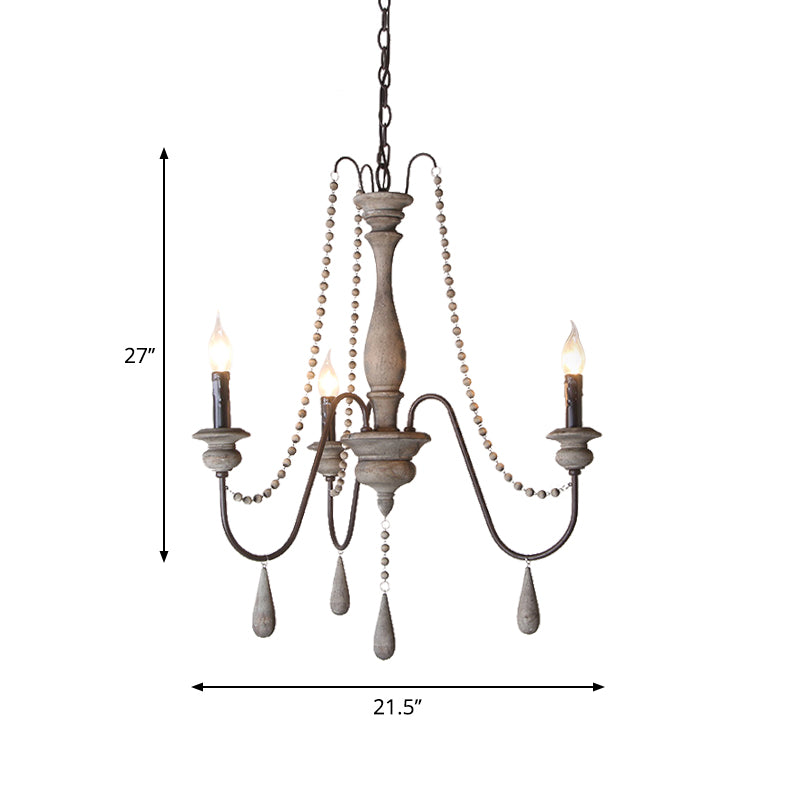 Farmhouse Spouping Arm Chandelier Wood suspendu plafond plafond avec candélabre Design