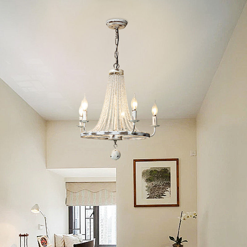 Lustre en bois en bois en détresse lustre rétro à cristal clair salon suspendu pendant avec conception de roue de wagon