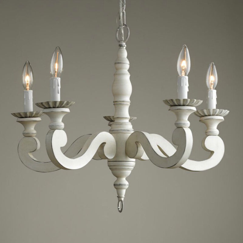 Lustre de lustre blanc campagne country swooping bras pendant éclairage pour le salon