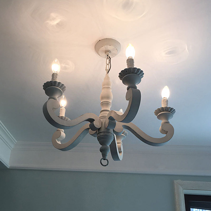 Luz de lámpara de araña blanca para el campo de madera de madera que se encoge en la sala de estar para sala de estar