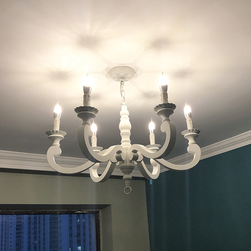 Lustre de lustre blanc campagne country swooping bras pendant éclairage pour le salon