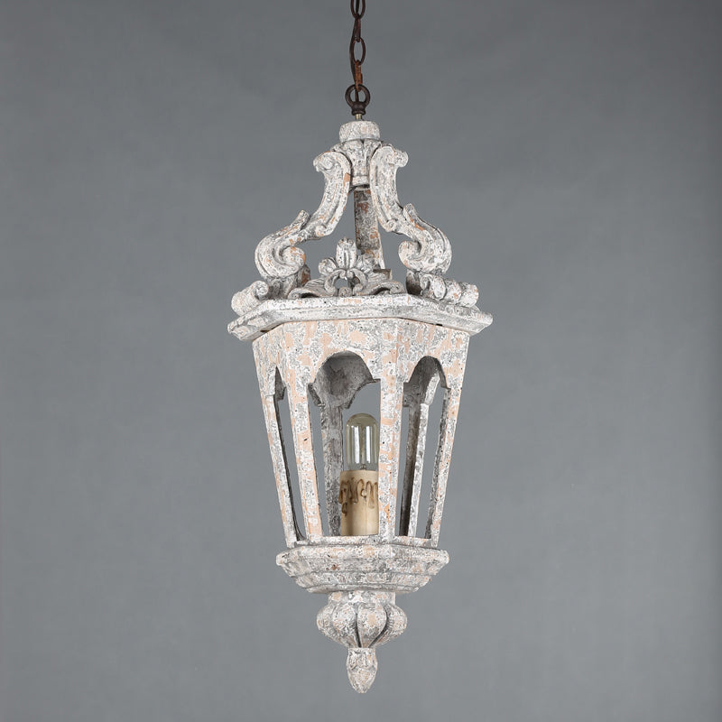 Landelijke paviljoen hanger lamp 1-licht bedroefd houten hangend plafondlicht voor woonkamer