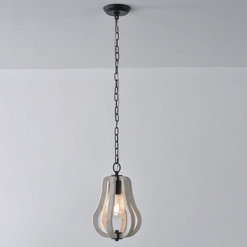 Lámpara de suspensión de jaula geométrica de madera