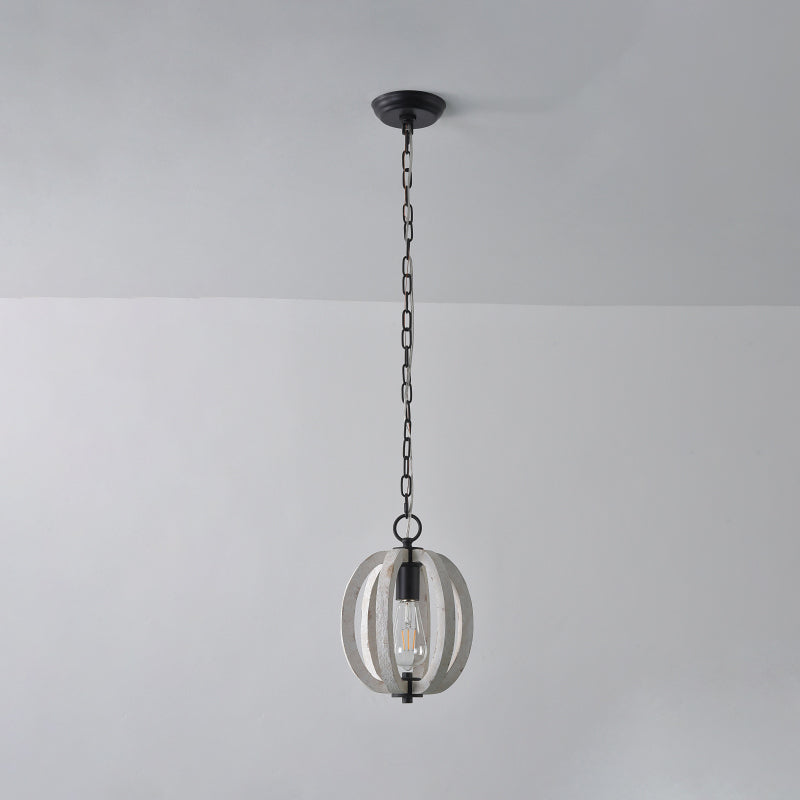 Lámpara de suspensión de jaula geométrica de madera