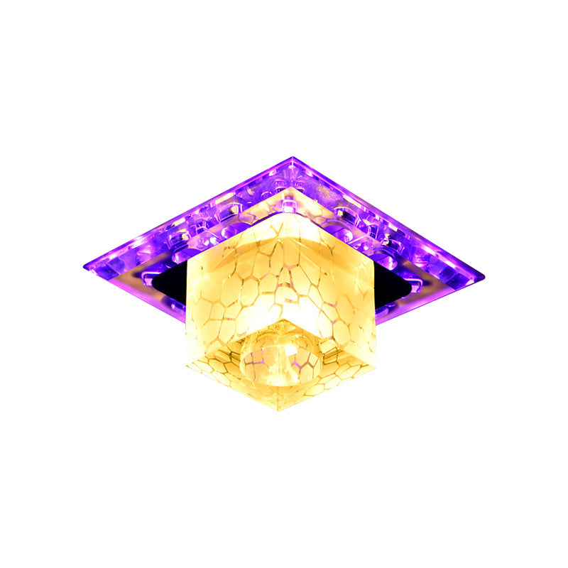 Kubisch geformte, bündige Leuchte, zeitgenössische Kristall-LED-Chrom-Deckenleuchte für den Flur