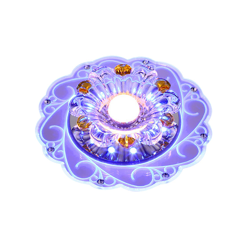 Lampada da soffitto floreale Modernità Lampada da incasso a LED in cristallo sfaccettato trasparente per corridoio