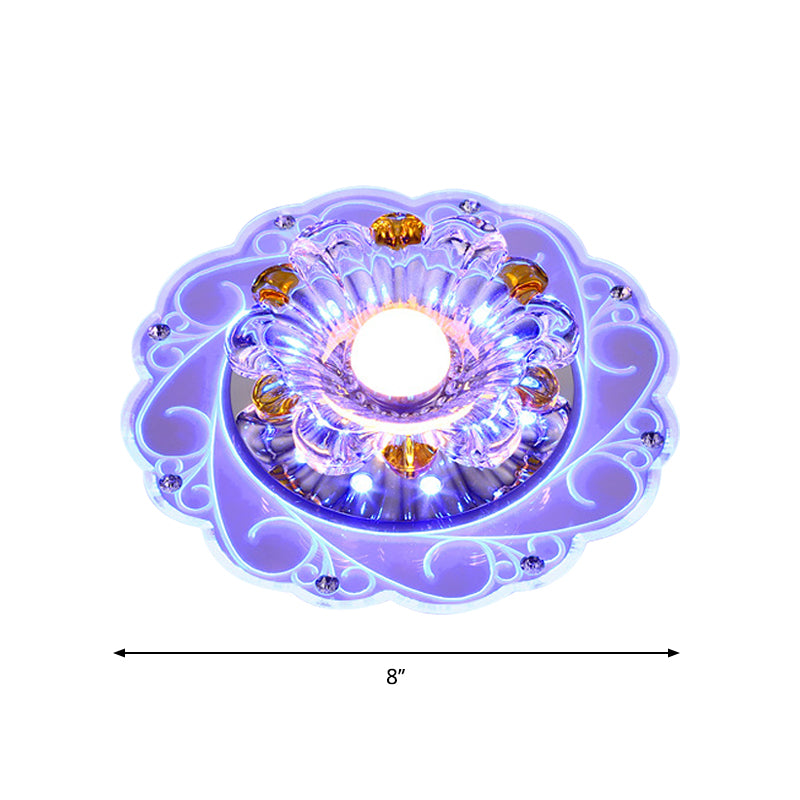Lampada da soffitto floreale Modernità Lampada da incasso a LED in cristallo sfaccettato trasparente per corridoio
