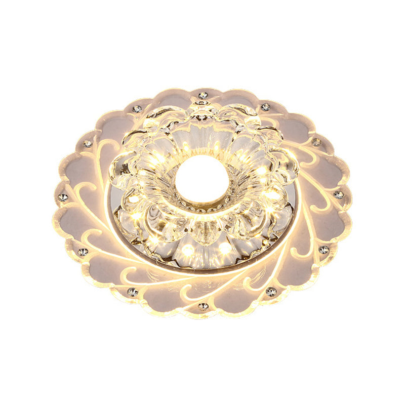 Bloom Flushmount Lighting Modernité Plafonnier LED en cristal à facettes transparent
