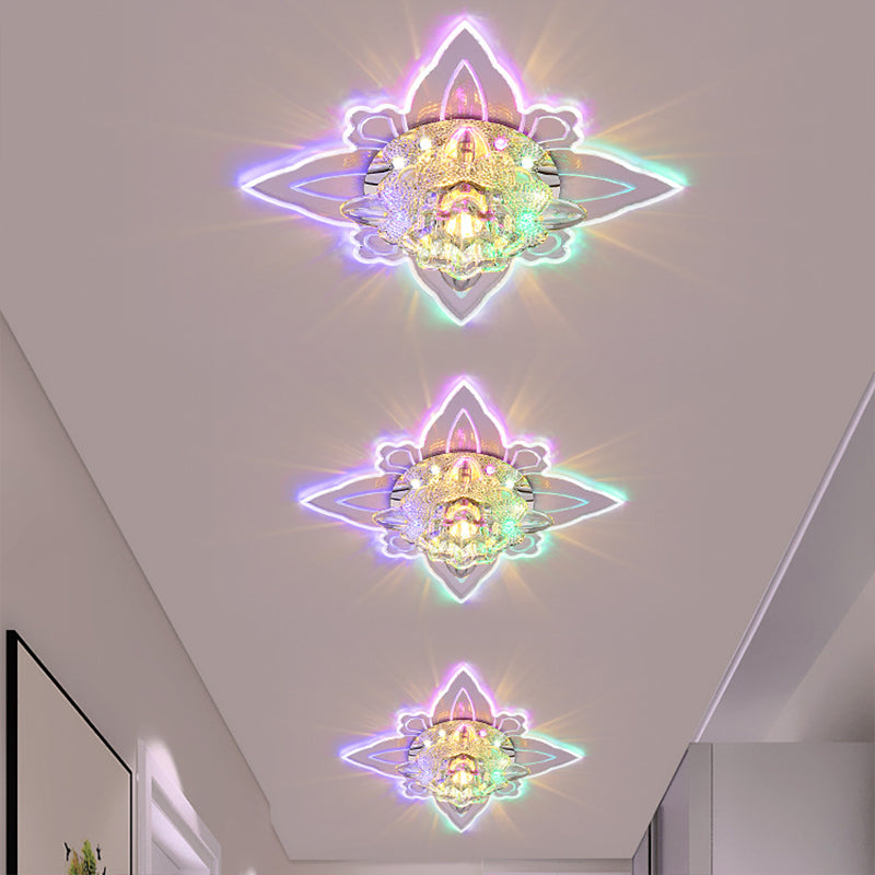 LED-Foyer-Deckenbündige moderne Deckenleuchte mit blumenklarem, facettiertem Kristallschirm