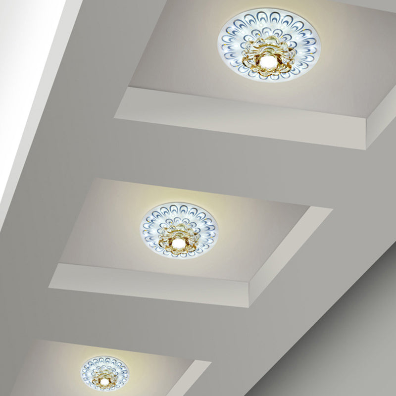Lampada da soffitto Bloom Semplice illuminazione da incasso a LED in cristallo trasparente con motivo a coda di pavone