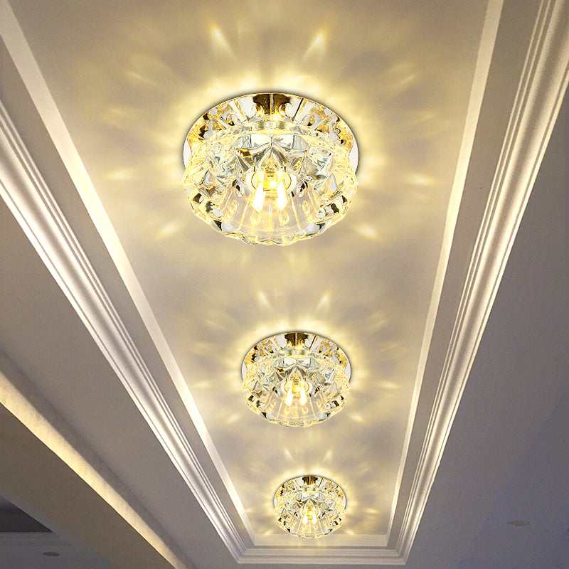 Bloemblaadjegang Plafondverlichting Afgeschuin Crystal LED Moderne Flush Light Fixture in Chrome