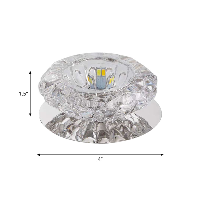Clear Crystal Floral Ceiling Mounted Fixture Modernity LED Chrome Flush Light for Porch