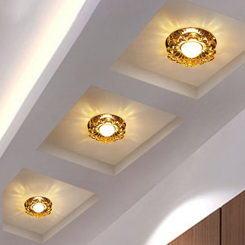 Floweret inbouwlamp moderniteit amber kristal LED-plafondlamp voor veranda