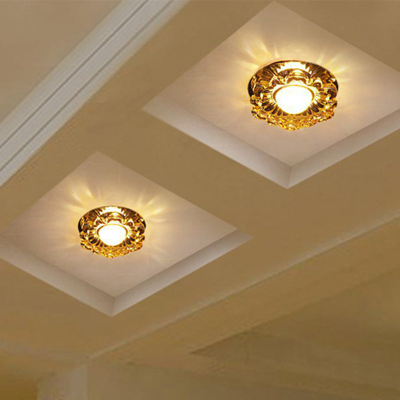 Floweret inbouwlamp moderniteit amber kristal LED-plafondlamp voor veranda