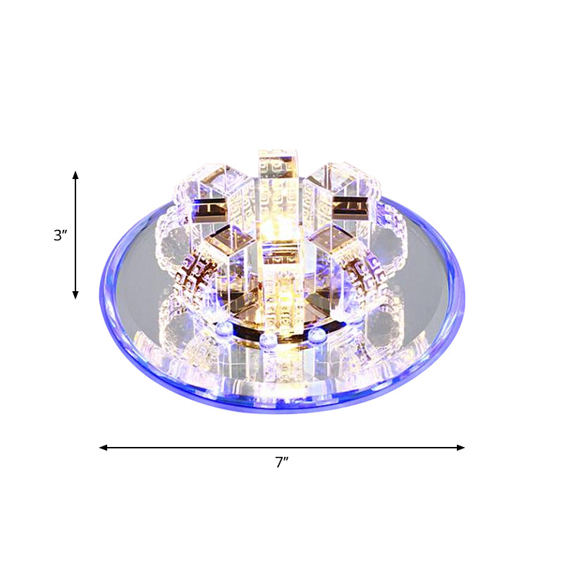 Lampada da soffitto rotonda minimale in cristallo sfaccettato a LED per corridoio, in cromo