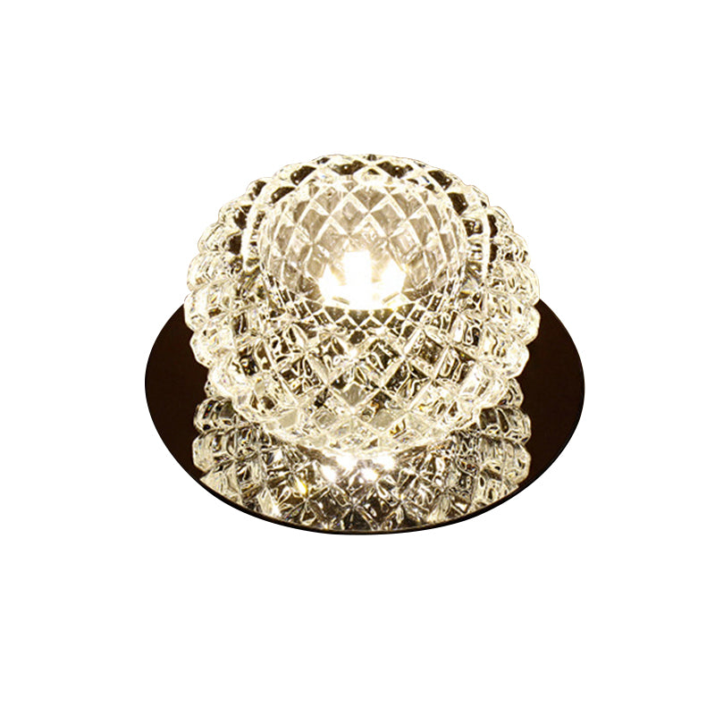 Spherical Foyer Flush Mount Light Faceted Crystal LED Simple Flushmount Lighting in Chrome