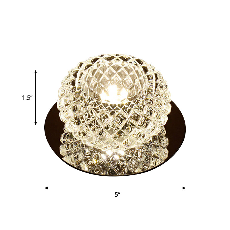 Spherical Foyer Flush Mount Light Faceted Crystal LED Simple Flushmount Lighting in Chrome