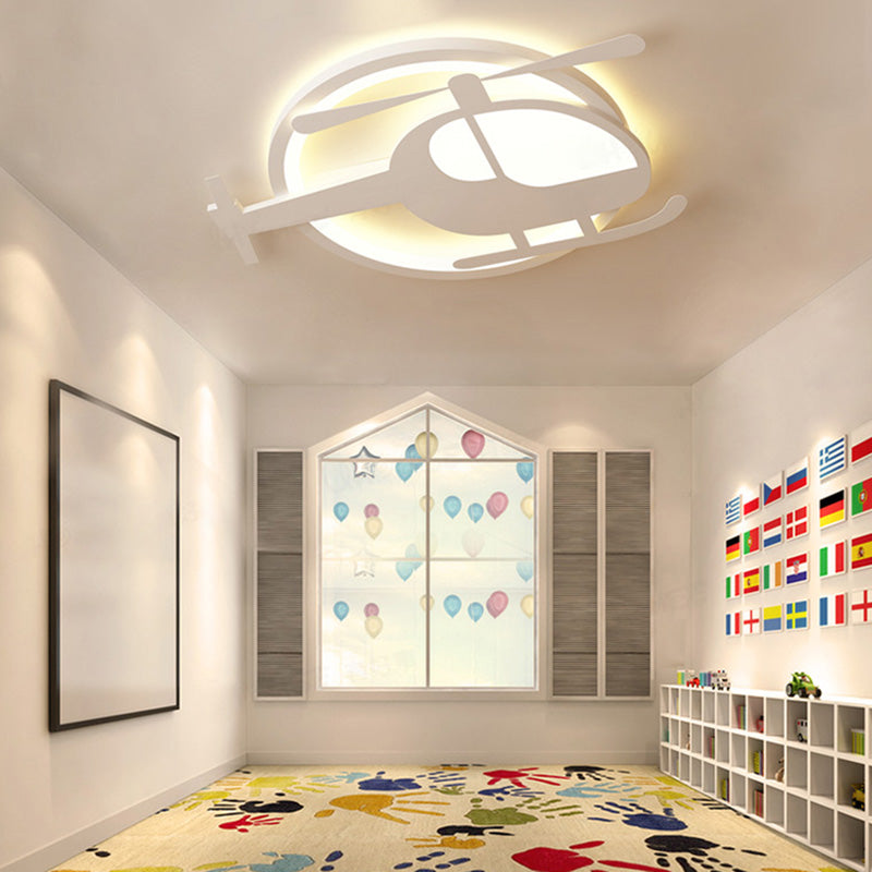 Helikopter Vorm LED Plafond Fixture Kid Acryl Flush Mount Licht voor Baby Slaapkamer