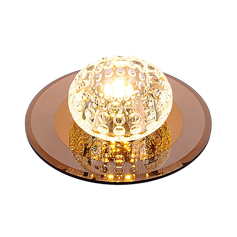 Round Crystal Flush Mount Lighting Simplicity LED Close to Ceiling Lamp for Foyer
